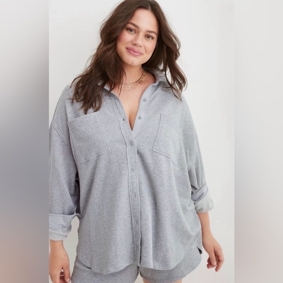 Aerie Lumberjane Oversized Fleece Shacket XL - Picture 2 of 11